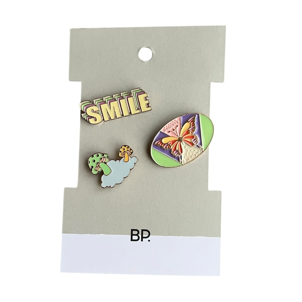 BP Enamel Pin Set of‎ 3 Mushrooms Butterfly Smile Backpack Accents